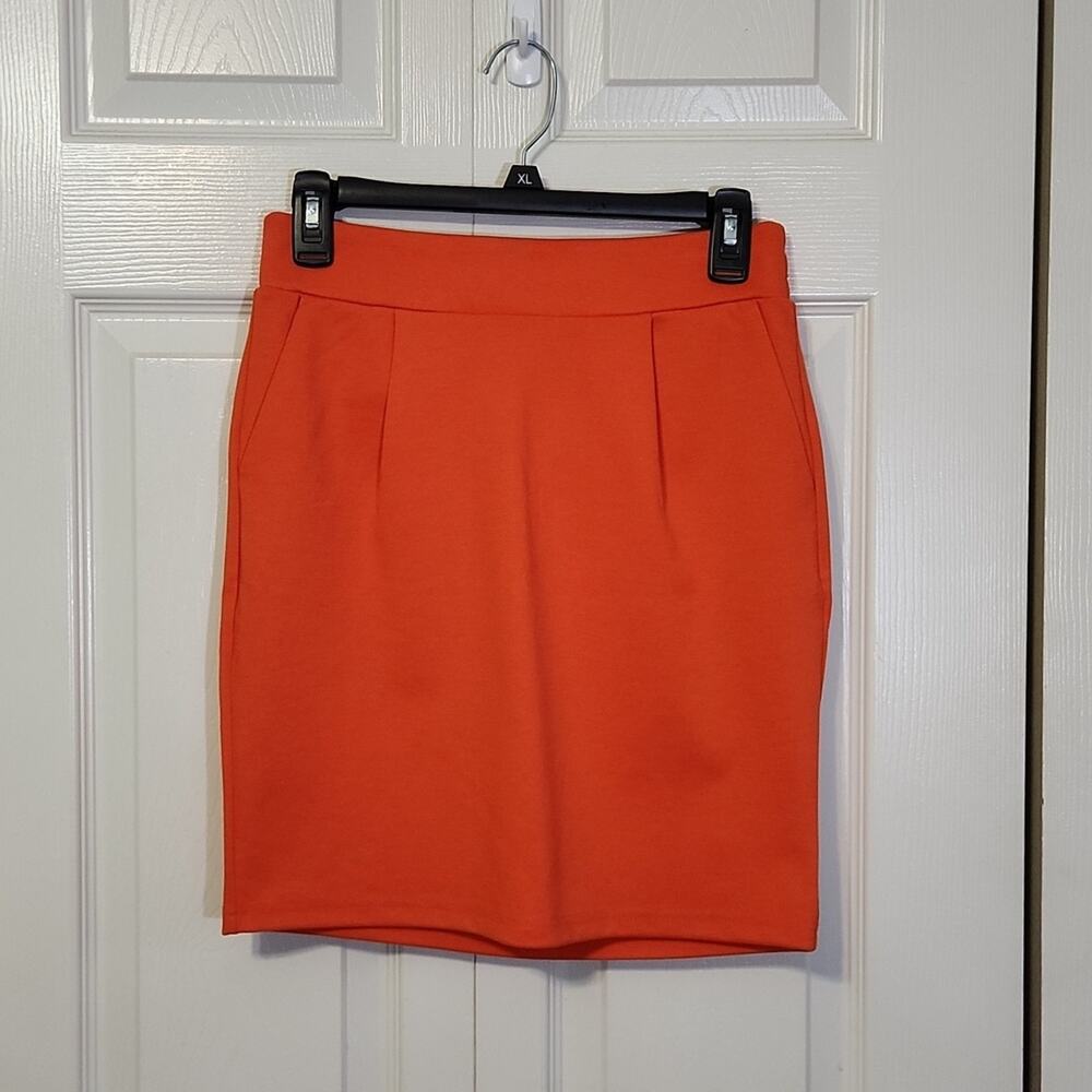 ICHI Womens Orange Kate Elastic Waistband Pocket Athletic Mini Skirt SM Denmark